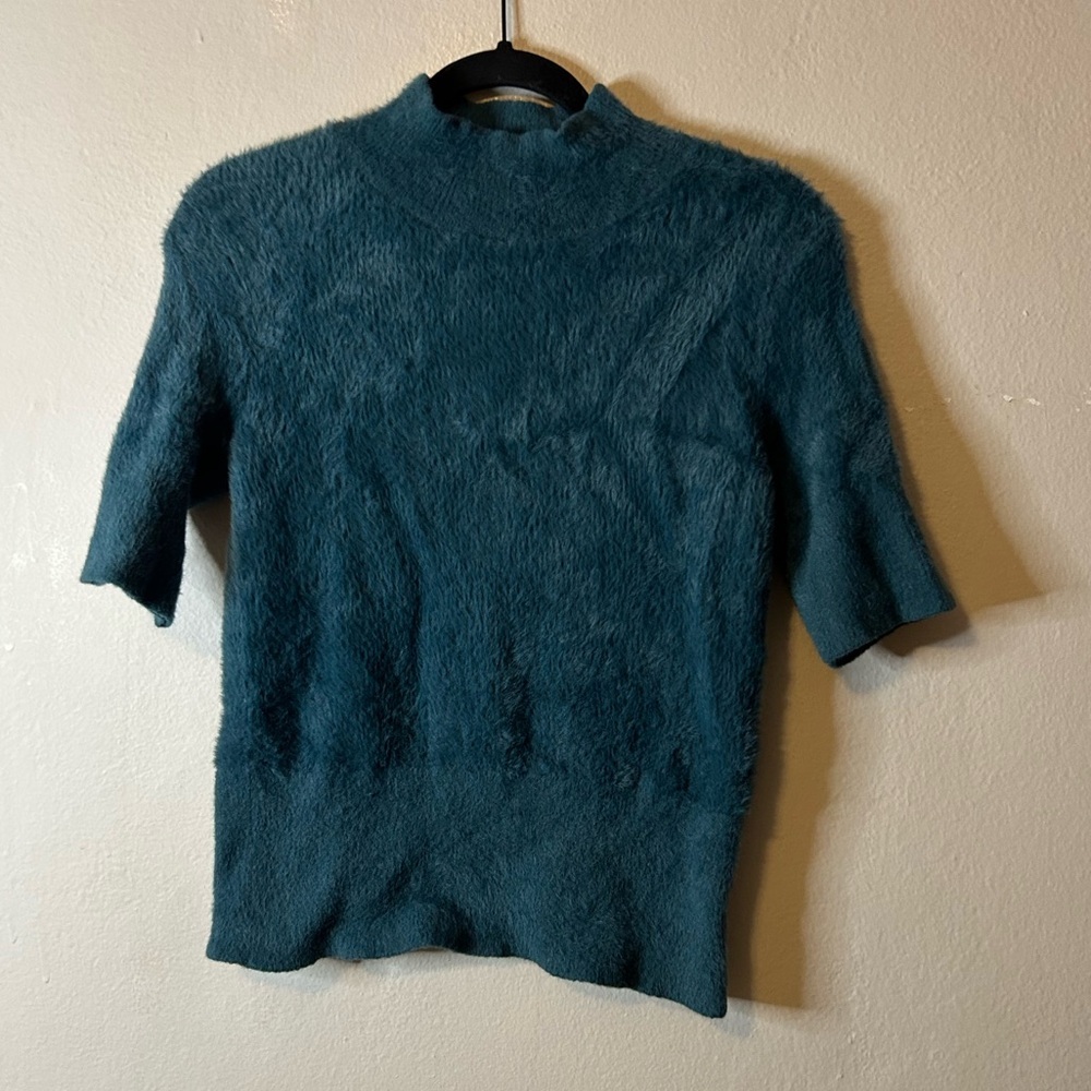 Bailey 44 Mock Neck Fuzzy Sweater in Teal